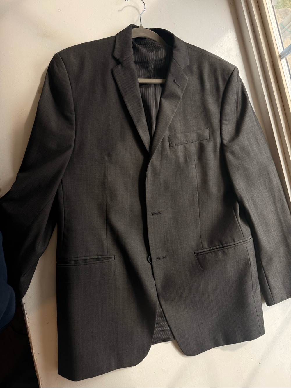 Calvin Klein Men's Charcoal Gray Two-Button Suit Blazer